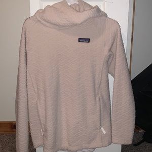 White fuzzy textured turtle neck Patagonia